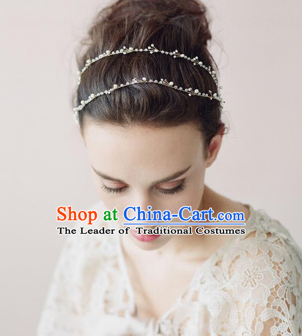 Top Grade Handmade Wedding Bride Hair Accessories Hair Clasp, Traditional Princess Baroque Headpiece Hair Band for Women