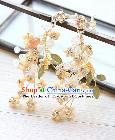 Top Grade Handmade China Wedding Bride Accessories Crystal Earrings, Traditional Princess Eardrop Wedding Jewelry for Women