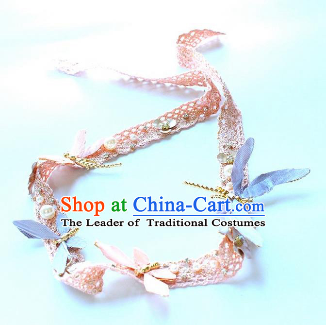 Top Grade Handmade Wedding Bride Hair Accessories Hair Clasp, Traditional Princess Wedding Pearl Lace Hair Band Headwear for Women