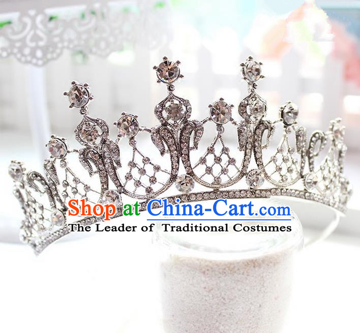 Top Grade Handmade Wedding Bride Hair Accessories Luxury Queen Crown, Traditional Baroque Princess Crystal Royal Crown Wedding Headwear for Women