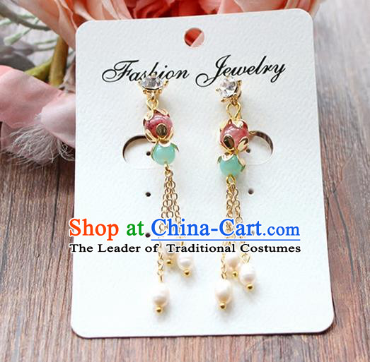 Top Grade Handmade China Wedding Bride Accessories Earrings, Traditional Princess Wedding Xiuhe Suit Tassel Eardrop Jewelry for Women