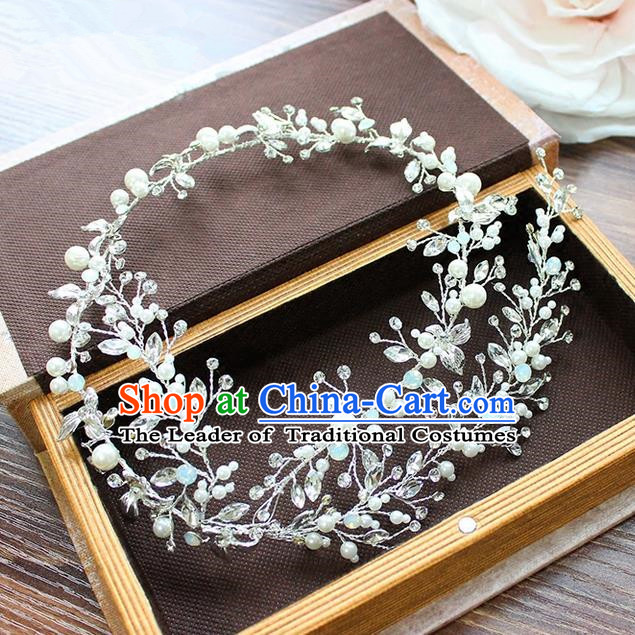 Top Grade Handmade Wedding Bride Hair Accessories Beads Hair Clasp, Traditional Princess Baroque Crystal Headband Headpiece for Women