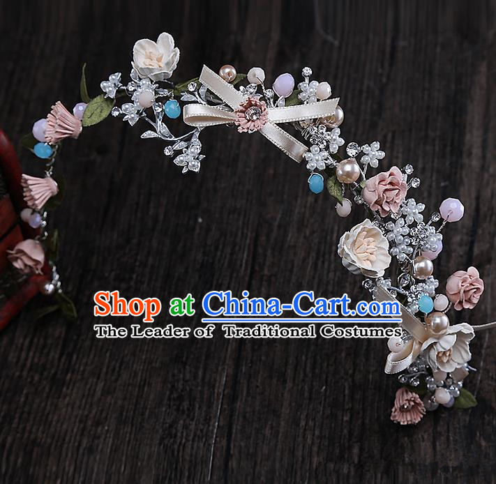 Top Grade Handmade Wedding Bride Hair Accessories Flowers Hair Clasp, Traditional Baroque Princess Hair Clip Headband Headpiece for Women