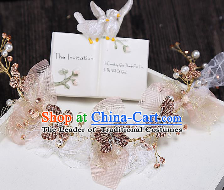 Top Grade Handmade Wedding Bride Hair Accessories Butterfly Hair Clasp, Traditional Baroque Princess Headband Headpiece for Women