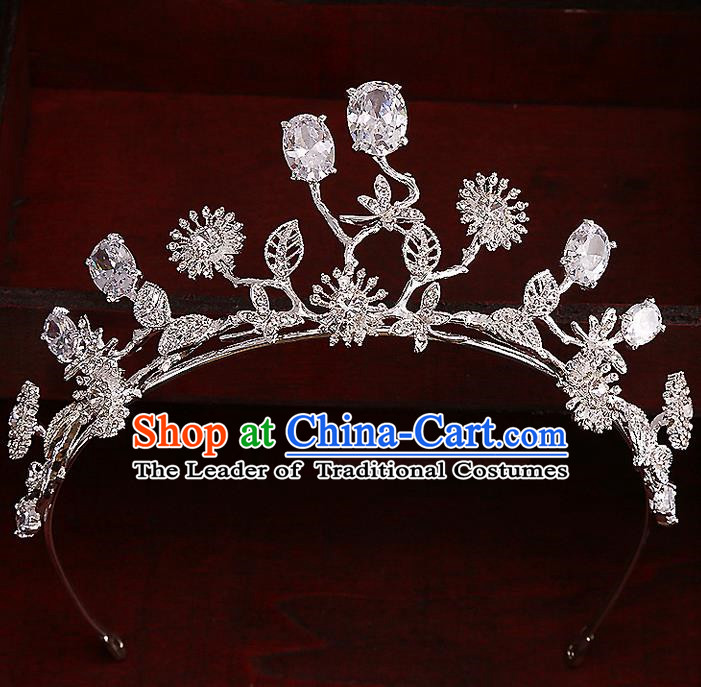 Top Grade Handmade Wedding Hair Accessories Bride Princess Crystal Imperial Crown, Traditional Baroque Royal Crown Wedding Headwear for Women