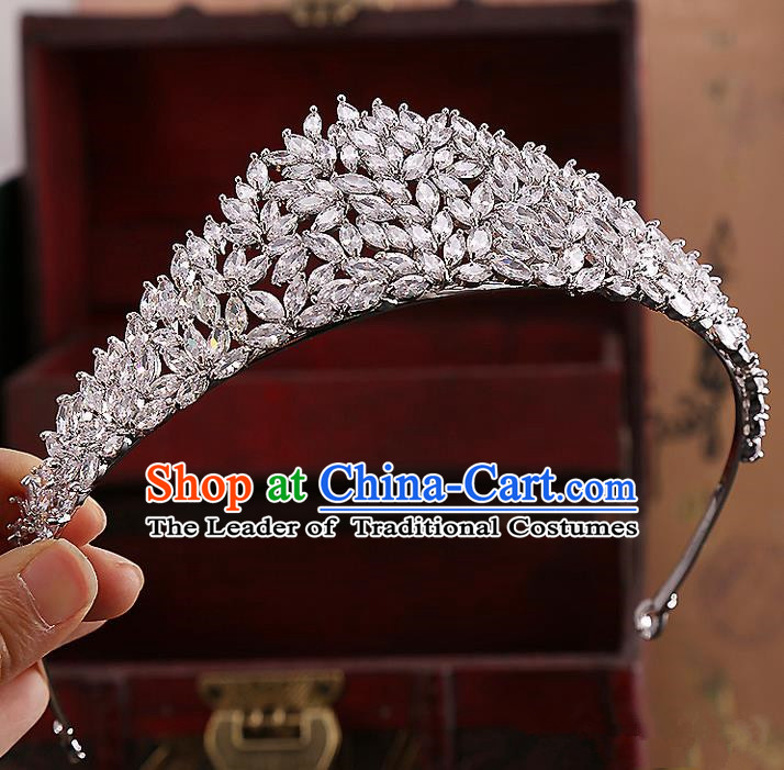 Top Grade Handmade Wedding Hair Accessories Bride Princess Zircon Imperial Crown, Traditional Baroque Diamante Crystal Royal Crown Wedding Headwear for Women