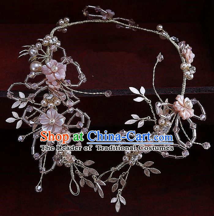 Top Grade Handmade Wedding Dragonfly Hair Accessories Bride Hair Clasp, Traditional Baroque Princess Pink Crystal Headband Hair Stick Headpiece for Women