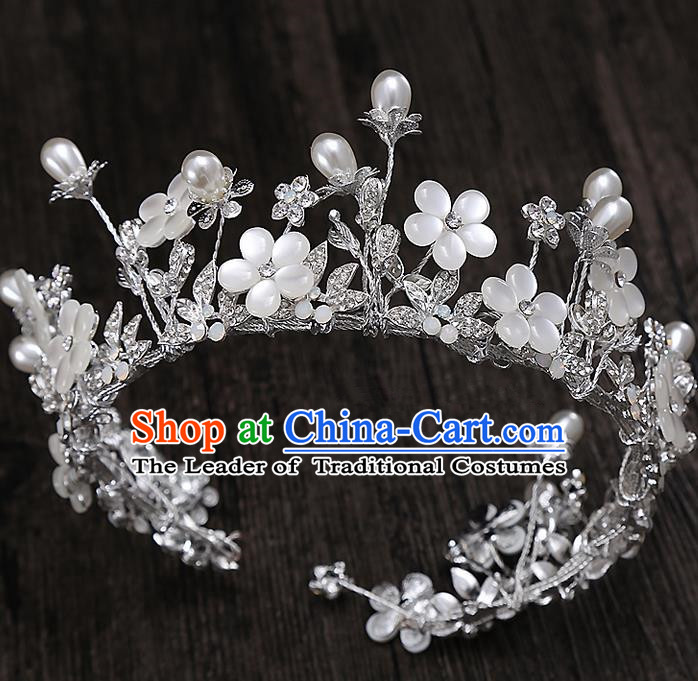 Top Grade Handmade Wedding Hair Accessories Bride Princess Imperial Crown Hair Clip, Traditional Baroque Royal Crown Wedding Headwear for Women