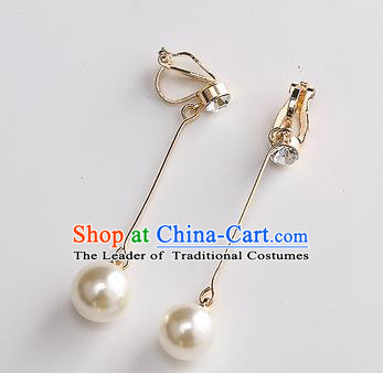 Top Grade Handmade China Wedding Bride Accessories Crystal Earrings, Traditional Princess Wedding Pearl Eardrop Jewelry for Women