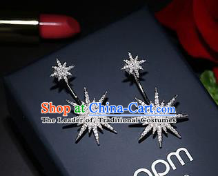 Top Grade Handmade China Wedding Bride Accessories Crystal Star Earrings, Traditional Princess Wedding Eardrop Jewelry for Women