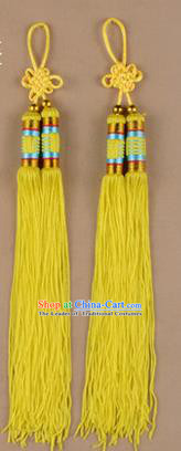 Traditional Chinese Ancient Peking Opera Taiji Sword Tassel, Traditional Chinese Beijing Opera Yellow Long Tassel Straightsword Hat Tassels