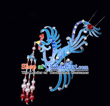 Top Grade Chinese Ancient Peking Opera Hair Accessories Diva Phoenix Hairpins Tassel Step Shake, Traditional Chinese Beijing Opera Hua Tan Hair Clasp Head-ornaments