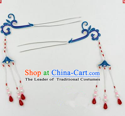 Top Grade Chinese Ancient Peking Opera Hair Accessories Diva Pair Hairpins Step Shake, Traditional Chinese Beijing Opera Hua Tan Hair Clasp Head-ornaments