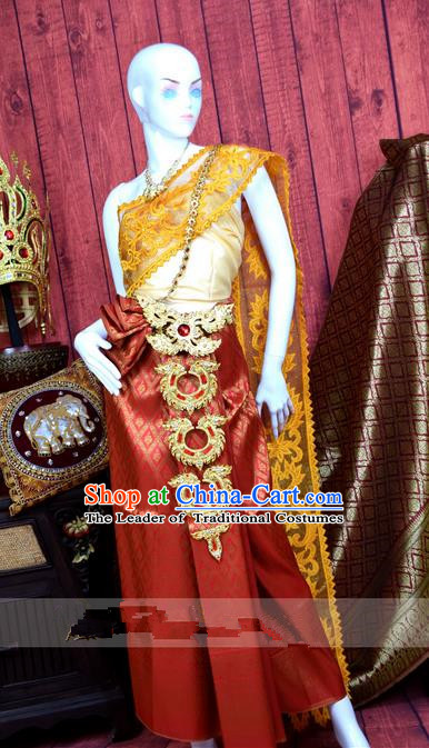 Traditional Traditional Thailand Princess Clothing, Southeast Asia Thai Ancient Costumes Dai Nationality Wedding Sari Dress for Women