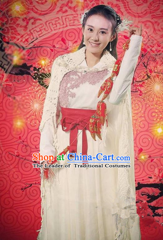 Traditional Chinese Song Dynasty Young Lady Costume, Chinese Ancient Hanfu Dress Jiang Hu Swordswoman Clothing for Women