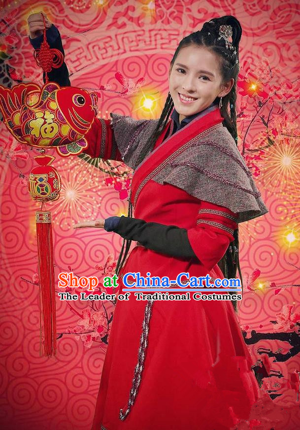 Traditional Chinese Song Dynasty Heroic Woman Costume, Chinese Ancient Hanfu Dress Jiang Hu Swordswoman Clothing for Women