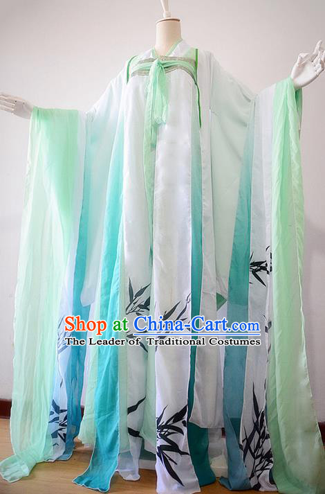 Traditional Chinese Cosplay Nobility Lady Costume, Chinese Ancient Painting Bamboo Hanfu Tang Dynasty Princess Dress Clothing for Women