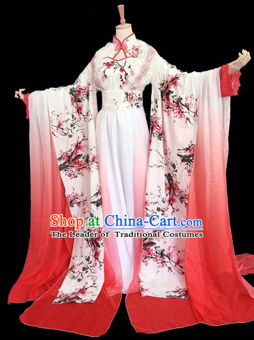 Traditional Chinese Cosplay Imperial Consort Costume, Chinese Ancient Printing Plum Blossom Hanfu Han Dynasty Princess Dress Clothing for Women