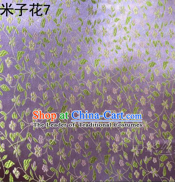 Asian Chinese Traditional Embroidered Shivering Floral Purple Satin Silk Fabric, Top Grade Brocade Tang Suit Hanfu Princess Dress Fabric Cheongsam Cloth Material