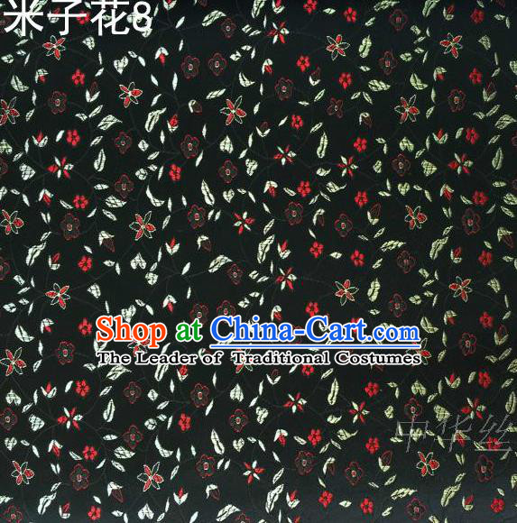 Asian Chinese Traditional Embroidered Shivering Floral Black Satin Silk Fabric, Top Grade Brocade Tang Suit Hanfu Princess Dress Fabric Cheongsam Cloth Material