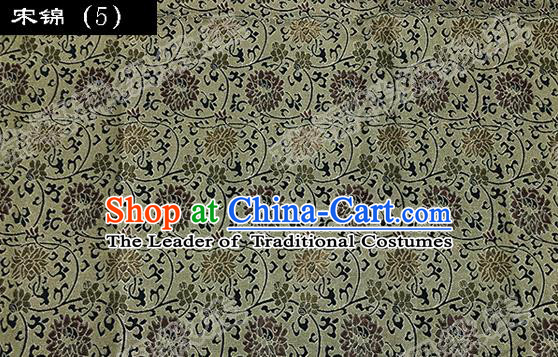 Asian Chinese Traditional Embroidered Lotus Flowers Song Brocade Silk Fabric, Top Grade Satin Tang Suit Hanfu Dress Fabric Cheongsam Cloth Material