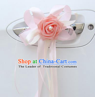 Top Grade Wedding Accessories Decoration, China Style Wedding Limousine Bowknot Pink Flowers Bride Garlands