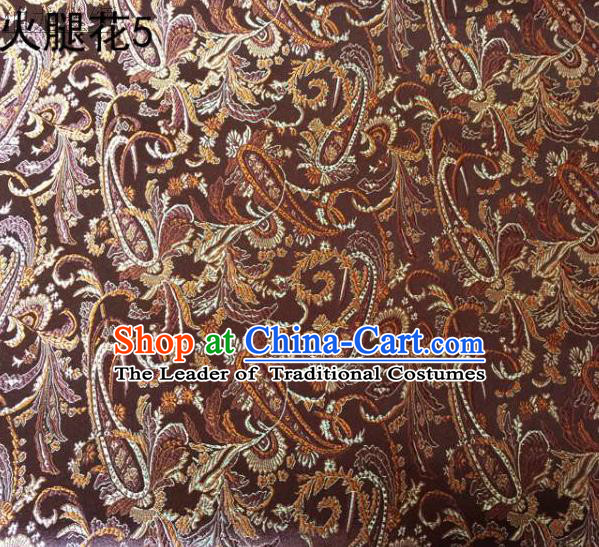 Asian Chinese Traditional Handmade Embroidery Ham Flowers Satin Wedding Silk Fabric, Top Grade Nanjing Brocade Tang Suit Hanfu Fabric Cheongsam Coffee Cloth Material