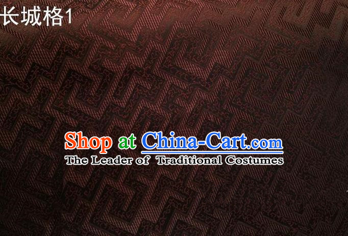 Traditional Asian Chinese Handmade Jacquard Weave Satin Tang Suit Brown Silk Fabric, Top Grade Nanjing Brocade Ancient Costume Hanfu Clothing Fabric Cheongsam Cloth Material