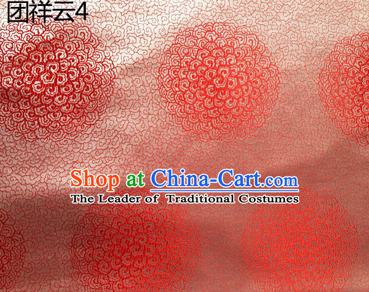 Traditional Asian Chinese Handmade Embroidery Round Auspicious Clouds Silk Satin Tang Suit Pink Mongolian Robe Fabric, Nanjing Brocade Ancient Costume Hanfu Cheongsam Cloth Material