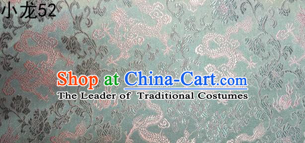 Traditional Asian Chinese Handmade Embroidery Dragons Silk Tapestry Tibetan Clothing Blue Fabric Drapery, Top Grade Nanjing Brocade Cheongsam Cloth Material