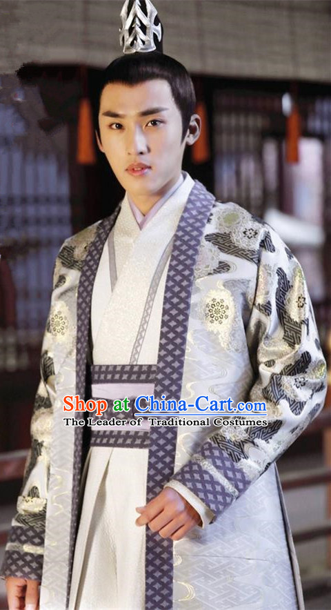 Asian Chinese Traditional Ancient Nobility Childe Costume and Headpiece Complete Set, Lost Love In Times China Northern and Southern Dynasties Prince Clothing