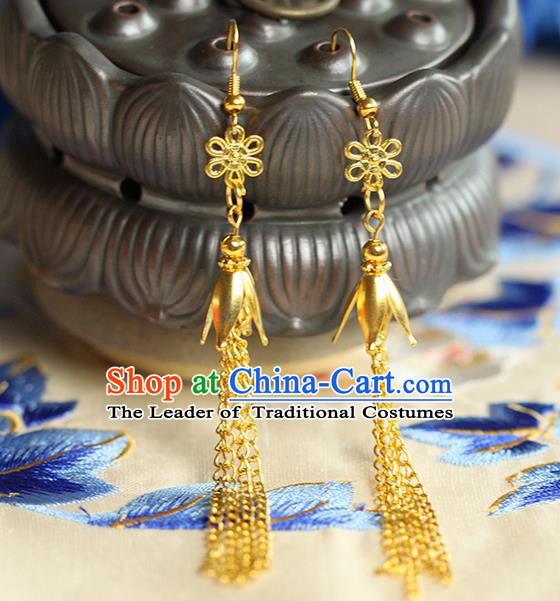 Chinese Ancient Style Hair Jewelry Accessories Wedding Imperial Consort Earrings, Hanfu Xiuhe Suits Bride Handmade Eardrop for Women