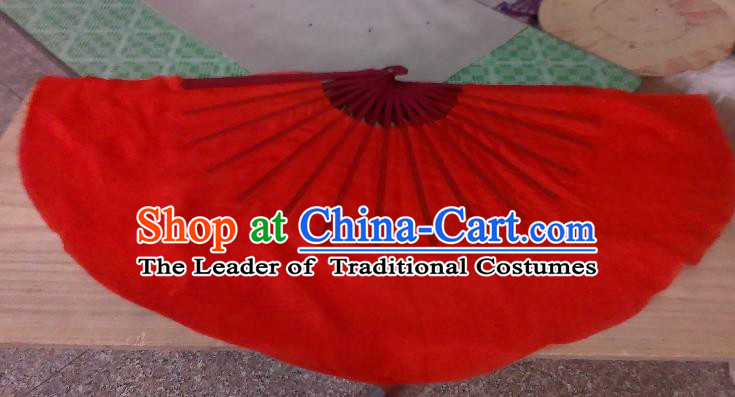 Pure Silk Traditional Chinese Fans Oriental Red Ribbon Fan Folk Dance Cultural Yangko Dance Hand Fan