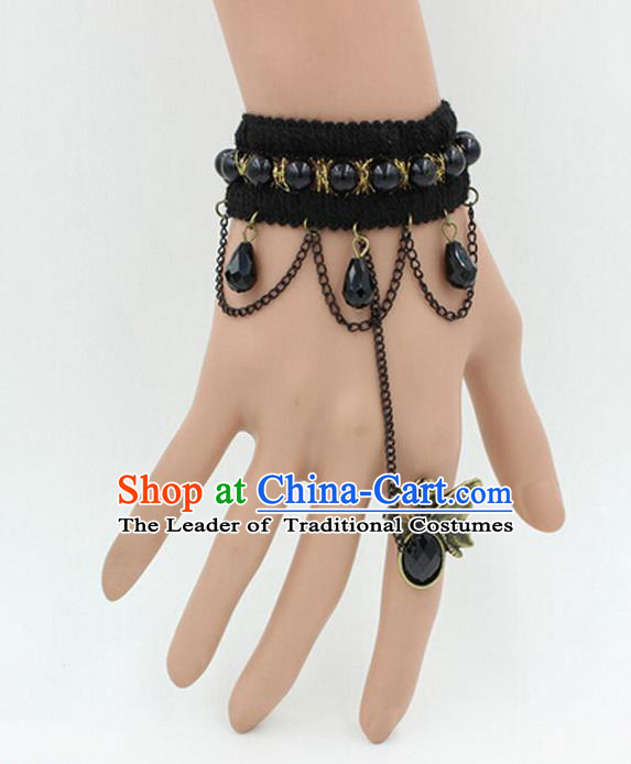 Traditional Chinese Accessories Black Lace Bracelet Bangle Chain for Women