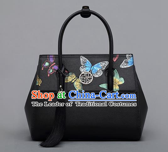 Traditional Handmade Asian Chinese Element Clutch Bags Shoulder Bag National Embossed Butterflies Handbag for Women