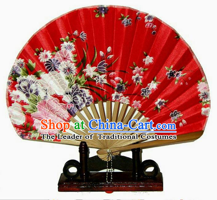 Traditional Chinese Crafts Beauty Folding Fan China Palace Red Fan Imperial Consort Bride Fans for Women