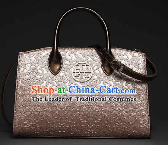 Traditional Handmade Asian Chinese Element Knurling Shoulder Bags National Pink Handbag for Women