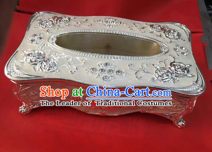 Traditional Handmade Chinese Mongol Nationality Crafts White Tissue Box, China Mongolian Minority Nationality Cloisonne Paper Holder