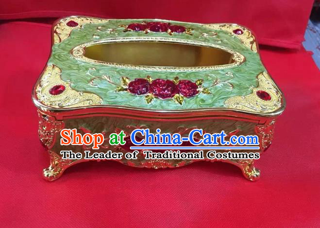 Traditional Handmade Chinese Mongol Nationality Crafts Green Tissue Box, China Mongolian Minority Nationality Cloisonne Paper Holder