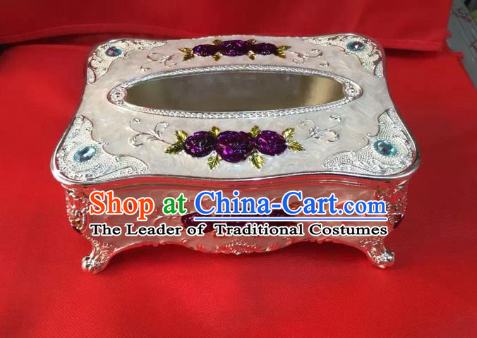 Traditional Handmade Chinese Mongol Nationality Crafts Tissue Box, China Mongolian Minority Nationality Cloisonne White Paper Holder