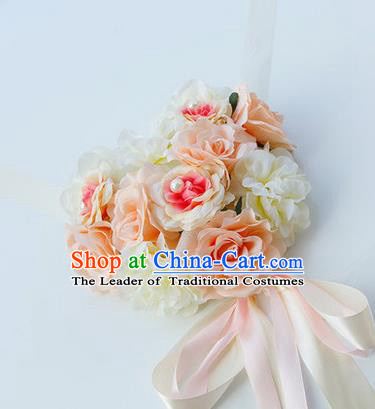 Top Grade Wedding Accessories Decoration, China Style Wedding Car Bowknot Champagne Rose Flowers Ribbon Garlands Ornaments