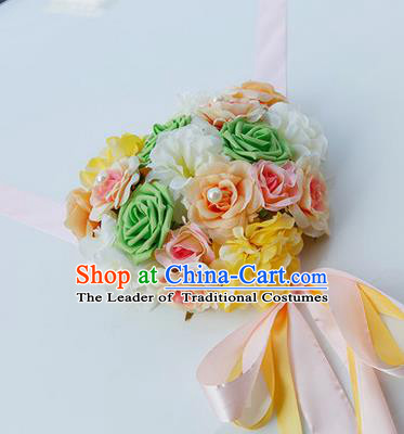 Top Grade Wedding Accessories Decoration, China Style Wedding Car Bowknot Rose Flowers Pink Ribbon Garlands Ornaments