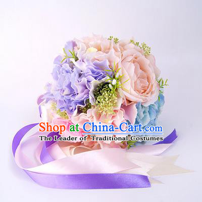 Top Grade Classical Wedding Silk Flowers, Bride Holding Emulational Flowers, Hand Tied Bouquet Flowers for Women