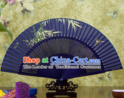 Traditional Chinese Handmade Crafts Folding Fan, China Sensu Painting Bamboo Silk Fan Hanfu Fans for Women