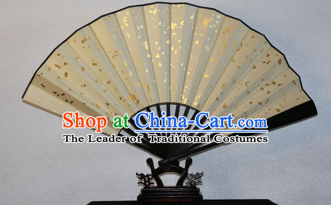 Traditional Chinese Handmade Crafts Xuan Paper Folding Fan, China Classical Art Paper Sensu Codiaeum Fan Hanfu Fans for Men