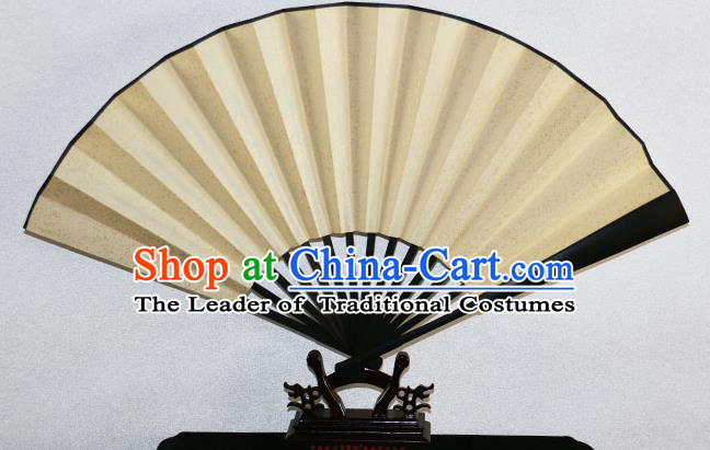 Traditional Chinese Handmade Crafts Xuan Paper Folding Fan, China Classical Art Paper Sensu Codiaeum Fan Hanfu Fans for Men