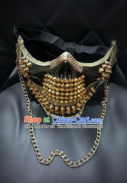 Top Grade Halloween Masquerade Ceremonial Occasions Handmade Model Show Gothic Rivet Mask for Men