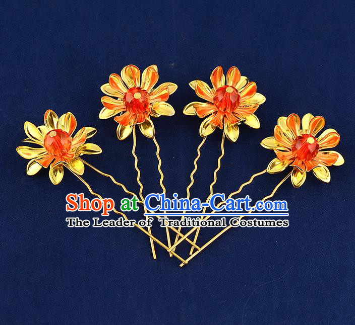 Traditional Handmade Chinese Ancient Classical Hair Accessories Xiuhe Suit Flower Hairpin Hair Comb, Hair Sticks Hair Jewellery Hair Fascinators for Women