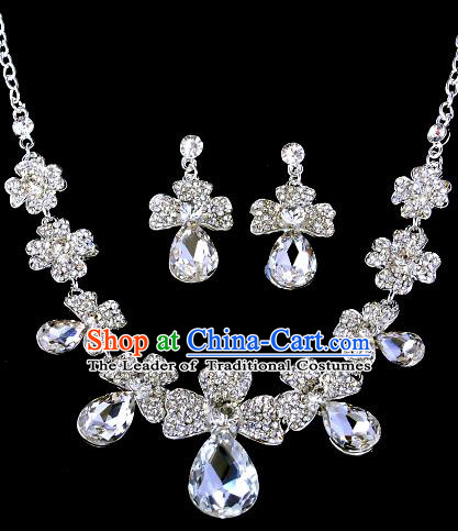 Top Grade Handmade Chinese Classical Jewelry Accessories Baroque Style Crystal Bowknot Necklace and Earrings for Women