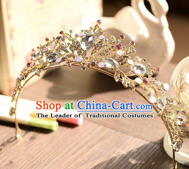 Top Grade Handmade Chinese Classical Hair Accessories Baroque Style Crystal Opal Royal Crown, Hair Sticks Hair Jewellery Hair Clasp for Women